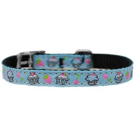 PET PAL Cupcakes Nylon Dog Collar with Classic Buckle 0.37 in.Blue Size 12 PE792284